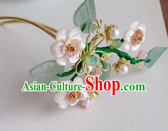 Traditional Chinese Classical Shell Flowers Hairpins Ancient Hanfu Hair Accessories for Women