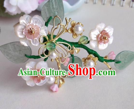 Traditional Chinese Classical Shell Flowers Hairpins Ancient Hanfu Hair Accessories for Women