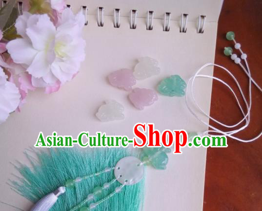 Traditional Chinese Classical Green Tassel Waist Pendant Hanfu Brooch Accessories for Women
