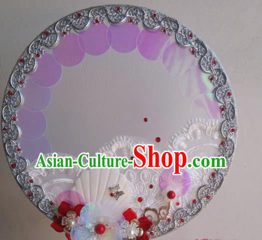 Traditional Chinese Classical Silk Palace Fans Hanfu Bride Round Fan for Women