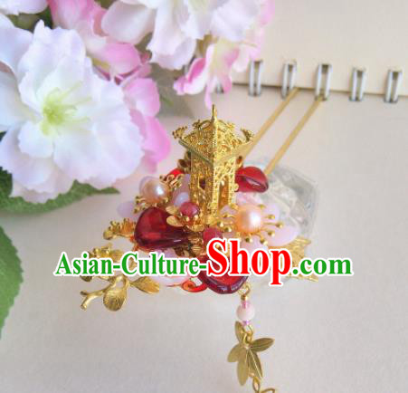 Traditional Chinese Classical Golden Palace Hairpins Ancient Hanfu Hair Accessories for Women