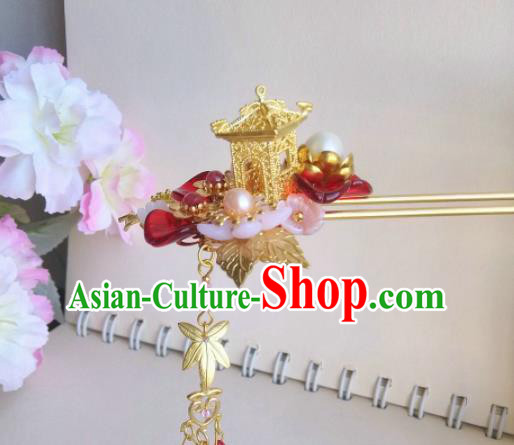 Traditional Chinese Classical Golden Palace Hairpins Ancient Hanfu Hair Accessories for Women