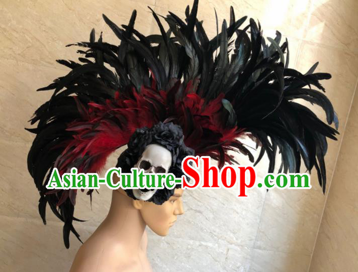 Top Halloween Deluxe Feather Headwear Brazilian Carnival Samba Dance Hair Accessories for Men