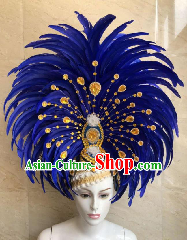 Top Halloween Royalblue Feather Hat Brazilian Carnival Samba Dance Hair Accessories for Women