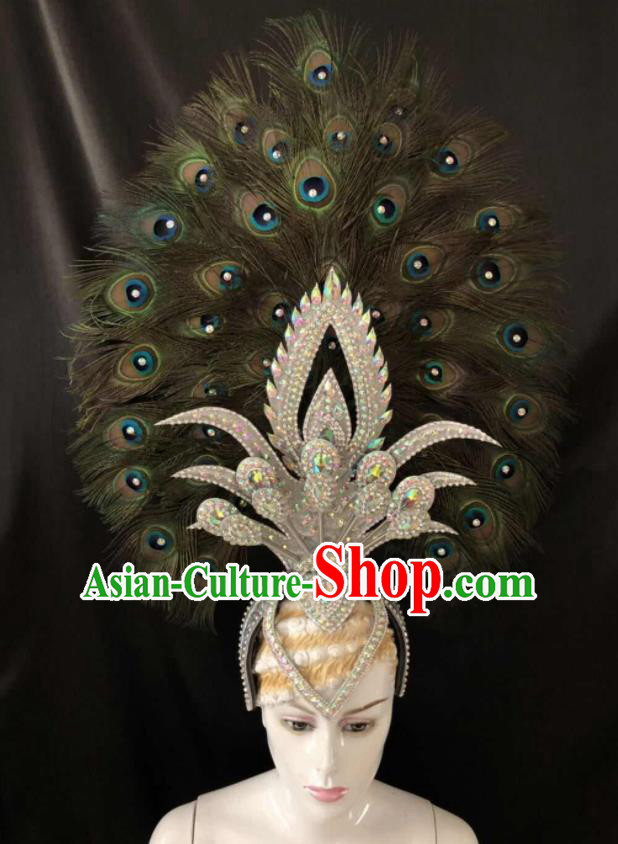 Top Halloween Samba Dance Deluxe Peacock Feather Hat Brazilian Rio Carnival Hair Accessories for Women
