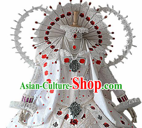 Top Grade Cosplay Queen White Dress Ancient Heroine Costume for Women