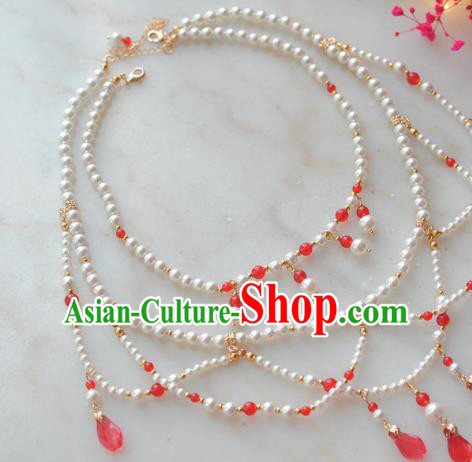 Traditional Chinese Hanfu Pearls Necklace Ancient Princess Jewelry Accessories for Women
