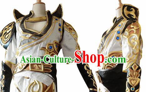 Traditional Chinese Cosplay Knight White Clothing Ancient Swordsman Costume for Men