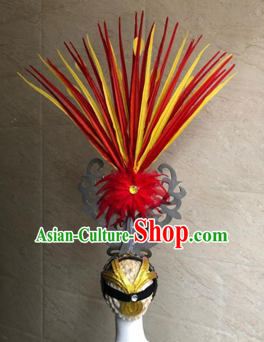 Top Halloween Deluxe Feather Hat Brazilian Carnival Samba Dance Hair Accessories for Women
