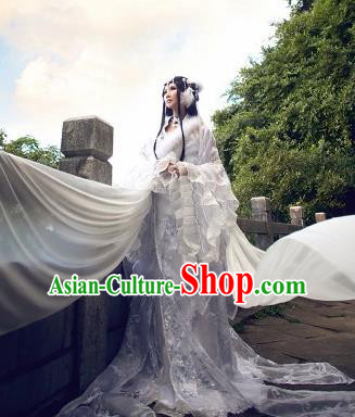 Traditional Chinese Cosplay Fairy White Dress Ancient Imperial Consort Costume for Women