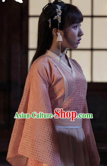 Ancient Chinese Song Dynasty Nobility Lady Pei Jing Pink Hanfu Dress Drama Young Blood Female Swordsman Costumes for Women