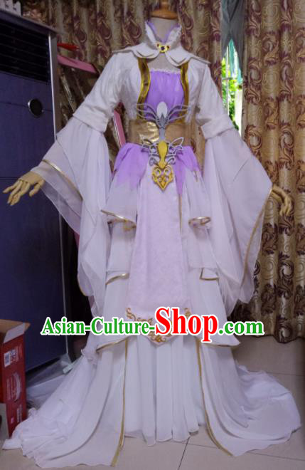 Chinese Tang Dynasty Female Swordsman White Dress Ancient Princess Peri Costume for Women