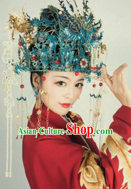 Traditional Chinese Ming Dynasty Phoenix Coronet Hairpins Ancient Queen Hanfu Hair Accessories for Women