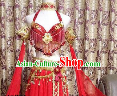 Chinese Tang Dynasty Classical Dance Red Dress Ancient Princess Peri Costume for Women