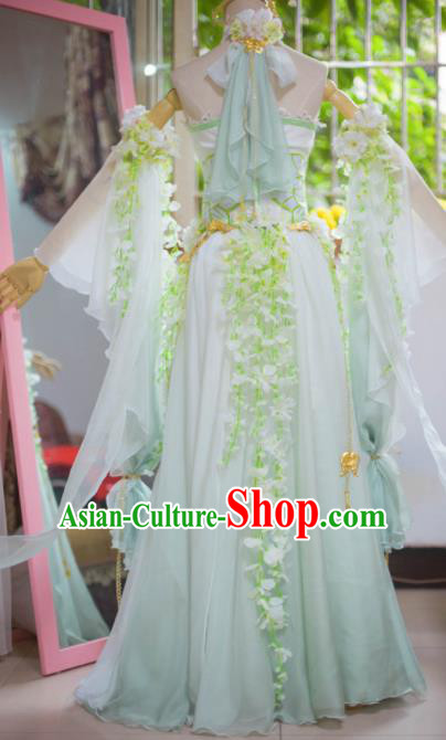 Chinese Flying Apsaras Dance White Dress Ancient Princess Peri Costume for Women