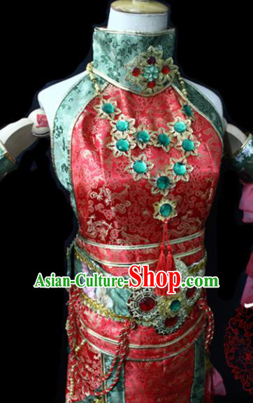 Chinese Cosplay Game Fairy Princess Red Dress Ancient Female Swordsman Knight Costume for Women