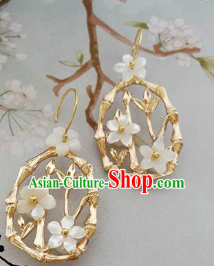 Traditional Chinese Hanfu Golden Bamboo Earrings Classical Ear Accessories for Women