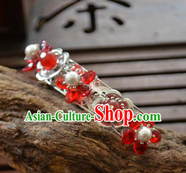 Traditional Chinese Classical Red Plum Hairpins Ancient Princess Hanfu Hair Accessories for Women