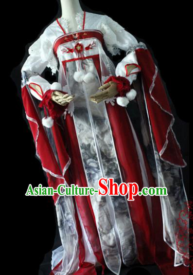 Chinese Cosplay Imperial Consort Purplish Red Dress Ancient Female Swordsman Knight Costume for Women