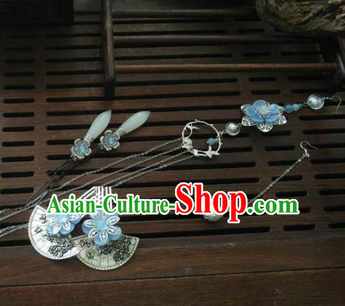 Traditional Chinese Classical Fan Hairpins Hair Combs Ancient Princess Hanfu Hair Accessories for Women