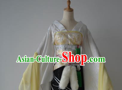 Chinese Cosplay Goddess Fairy Princess White Dress Ancient Female Swordsman Knight Costume for Women