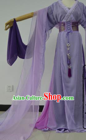 Chinese Cosplay Goddess Fairy Princess Purple Dress Ancient Female Swordsman Knight Costume for Women