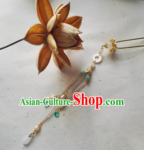 Traditional Chinese Classical Pearls Tassel Step Shake Hairpins Ancient Princess Hanfu Hair Accessories for Women
