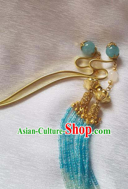 Traditional Chinese Classical Beads Tassel Step Shake Hairpins Ancient Princess Hanfu Hair Accessories for Women