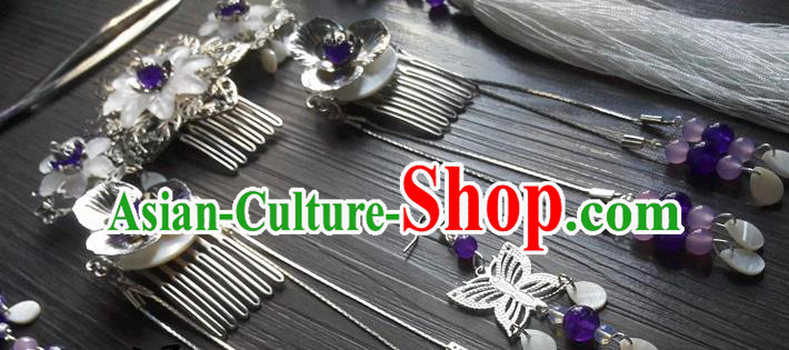 Traditional Chinese Classical Shell Hair Comb Tassel Hairpins Ancient Princess Hanfu Hair Accessories for Women