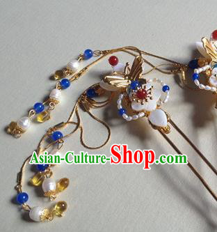 Traditional Chinese Classical Pearls Tassel Hairpins Ancient Princess Hanfu Hair Accessories for Women