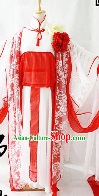Chinese Cosplay Goddess Fairy White Dress Ancient Female Swordsman Knight Costume for Women