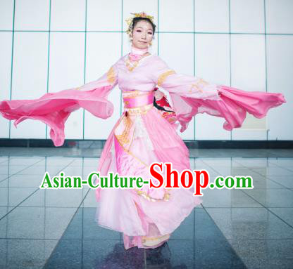 Chinese Cosplay Goddess Fairy Princess Pink Dress Ancient Female Swordsman Knight Costume for Women