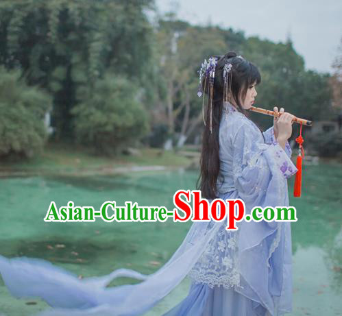 Chinese Cosplay Tang Dynasty Princess Lilac Dress Ancient Female Swordsman Knight Costume for Women
