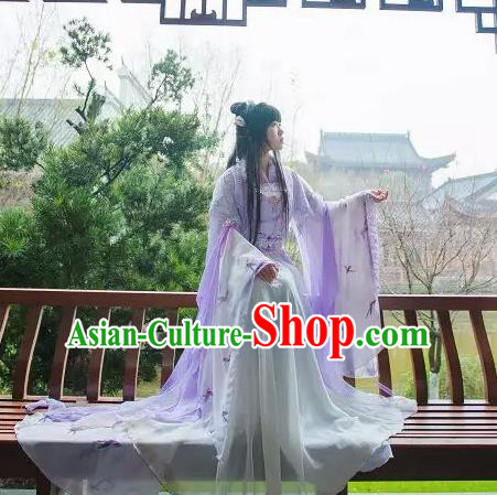 Chinese Cosplay Princess Purple Dress Ancient Female Swordsman Knight Costume for Women
