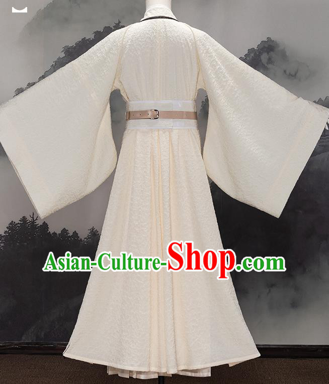 Traditional Chinese Cosplay Swordswoman Beige Dress Ancient Heroine Costume for Women