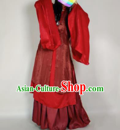 Chinese Ming Dynasty Princess Wine Red Vest Ancient Court Lady Costume for Women