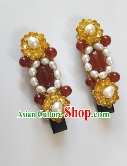 Traditional Chinese Hanfu Palace Agate Hair Claw Hairpins Ancient Princess Hair Accessories for Women