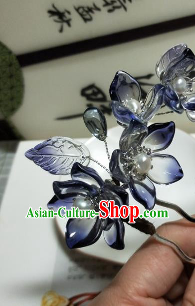 Traditional Chinese Hanfu Palace Purple Flowers Hairpins Ancient Princess Hair Accessories for Women