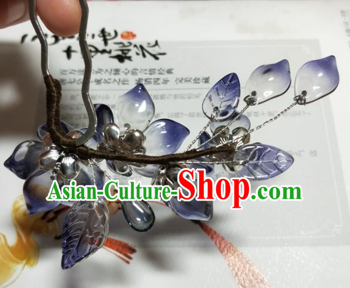 Traditional Chinese Hanfu Palace Purple Flowers Hairpins Ancient Princess Hair Accessories for Women