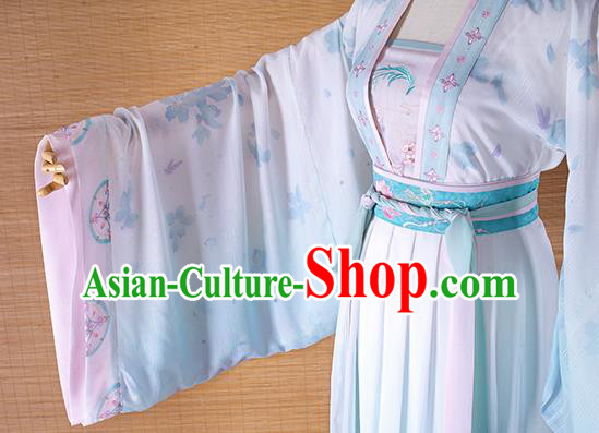 Traditional Chinese Cosplay Princess Light Blue Dress Ancient Court Lady Costume for Women