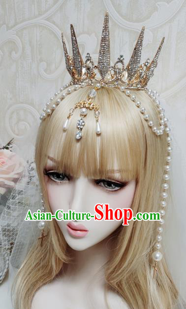 Top Grade Baroque Princess Royal Crown Handmade Crystal Hair Accessories for Women