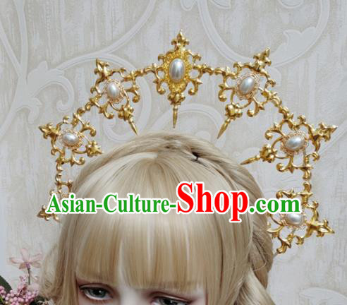 Top Grade Baroque Princess Golden Royal Crown Handmade Hair Accessories for Women