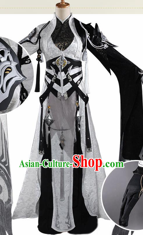Traditional Chinese Cosplay Swordswoman Dress Ancient Taoist Nun Costume for Women