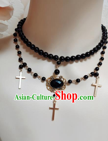 Top Grade Gothic Black Beads Necklace Handmade Necklet Accessories for Women