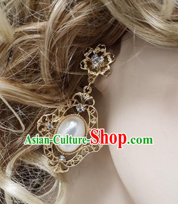 Top Grade Bride Golden Earrings Handmade Wedding Ear Accessories for Women