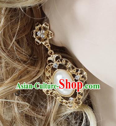 Top Grade Bride Golden Earrings Handmade Wedding Ear Accessories for Women
