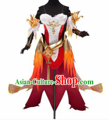 Traditional Chinese Cosplay Swordswoman Red Dress Ancient Heroine Costume for Women