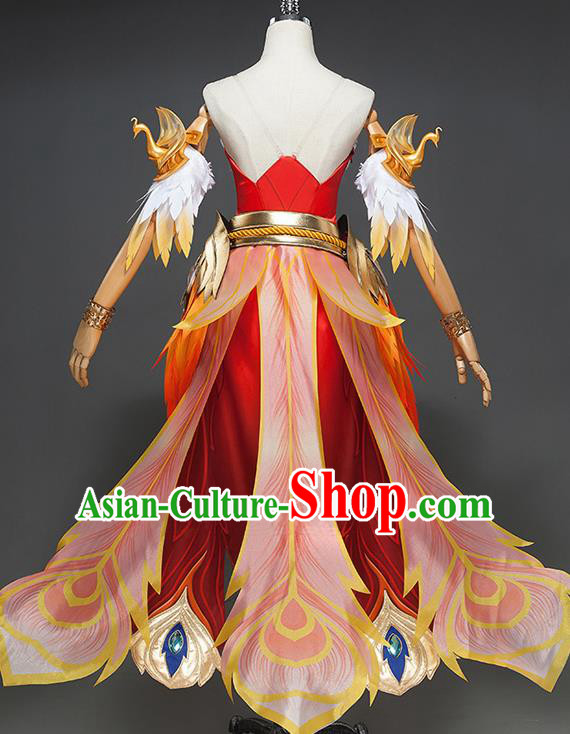Traditional Chinese Cosplay Swordswoman Red Dress Ancient Heroine Costume for Women