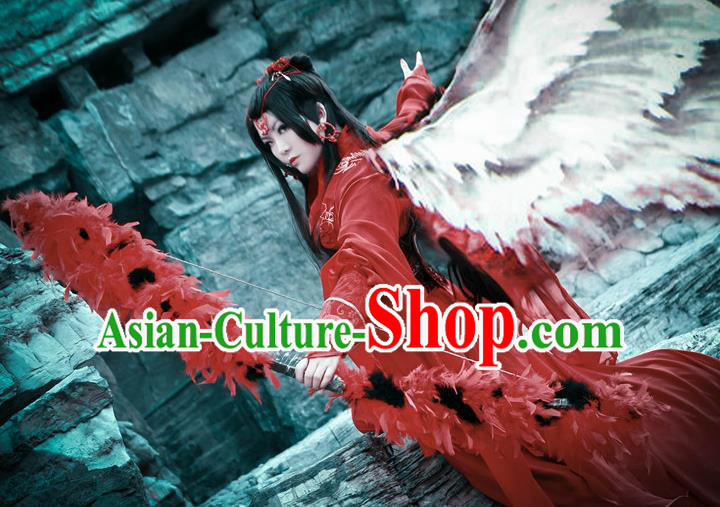 Traditional Chinese Cosplay Swordswoman Aranya Red Dress Ancient Royal Princess Costume for Women