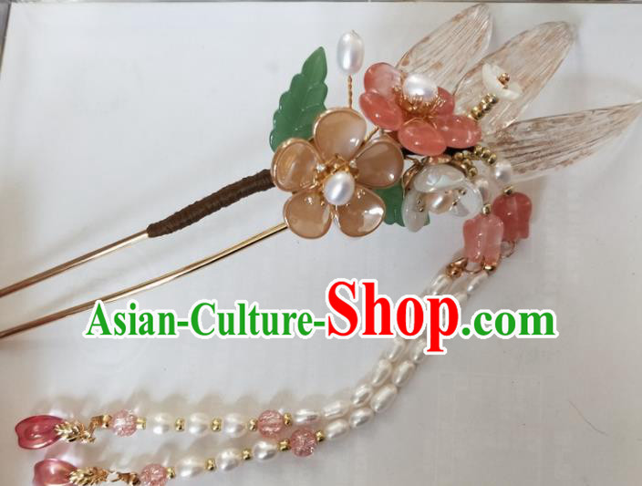 Traditional Chinese Hanfu Palace Pearls Tassel Hairpins Ancient Princess Hair Accessories for Women